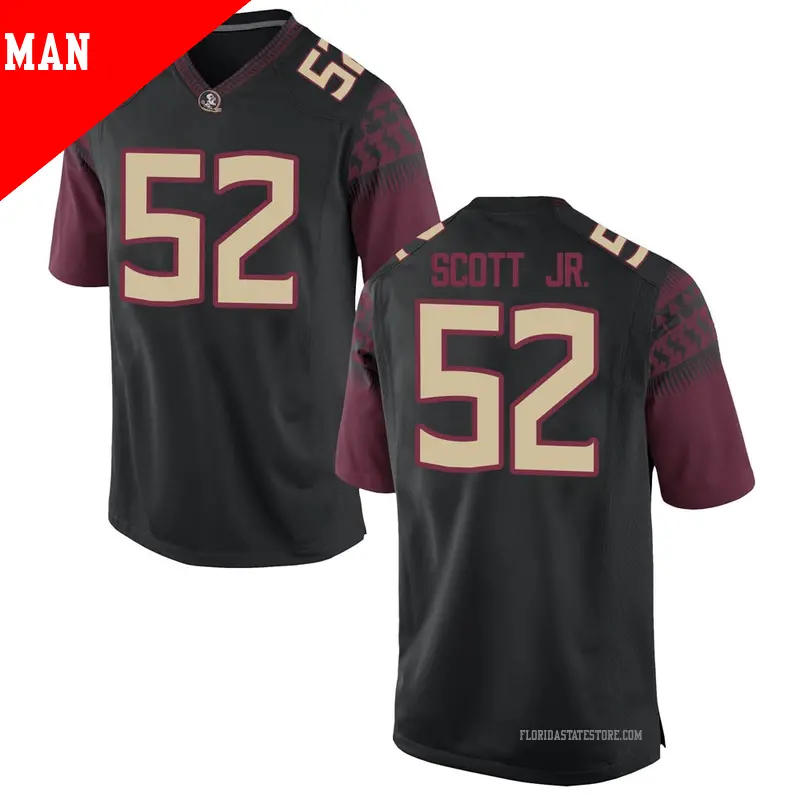 Men's #52 Robert Scott Jr. Florida State Seminoles Game Black Football College Jersey Men's #52 Robert Scott Jr. Florida State Seminoles Game Black Football College Jersey