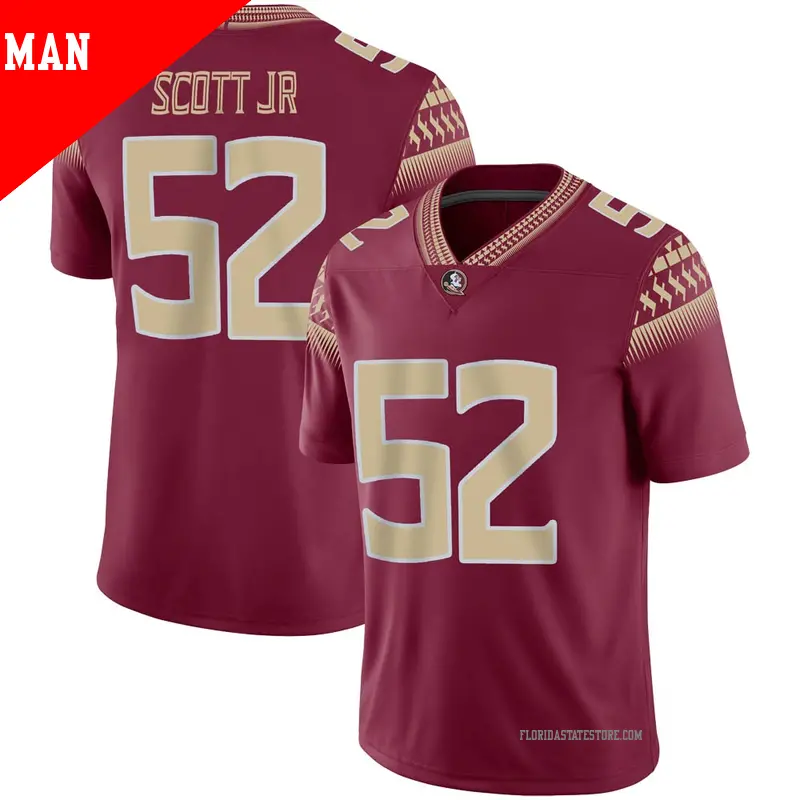 Men's #52 Robert Scott Jr. Florida State Seminoles Game Garnet Football Jersey Men's #52 Robert Scott Jr. Florida State Seminoles Game Garnet Football Jersey