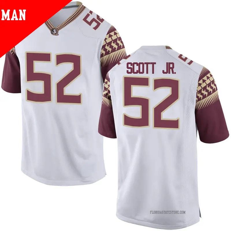 Men's #52 Robert Scott Jr. Florida State Seminoles Game White Football College Jersey Men's #52 Robert Scott Jr. Florida State Seminoles Game White Football College Jersey