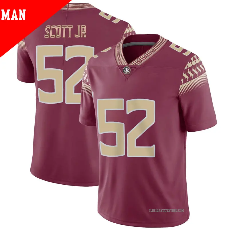 Men's #52 Robert Scott Jr. Florida State Seminoles Limited Garnet Football Jersey Men's #52 Robert Scott Jr. Florida State Seminoles Limited Garnet Football Jersey