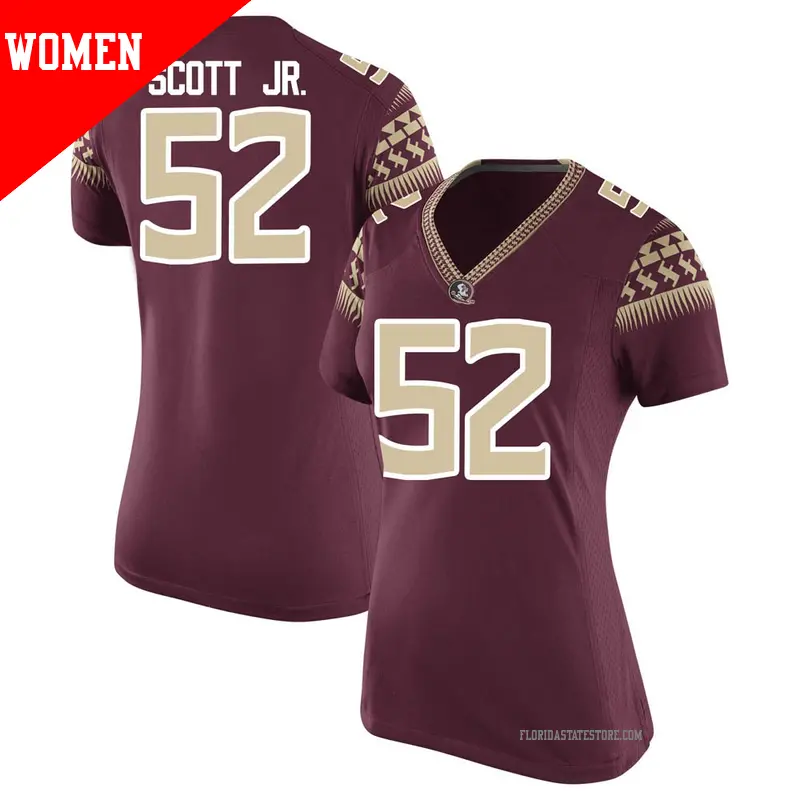 Women's #52 Robert Scott Jr. Florida State Seminoles Game Garnet Football College Jersey Women's #52 Robert Scott Jr. Florida State Seminoles Game Garnet Football College Jersey