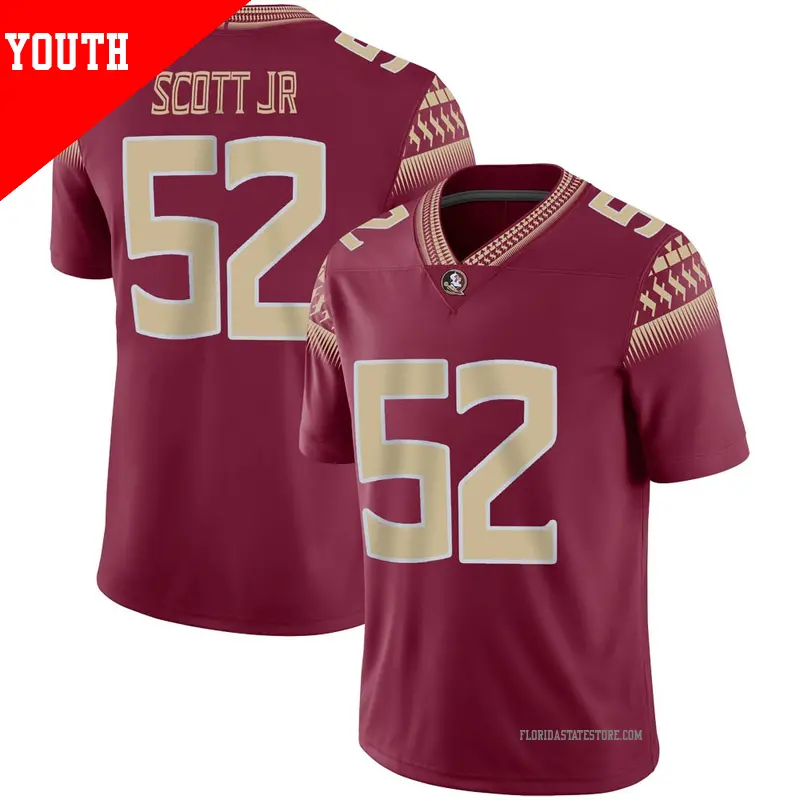 Youth #52 Robert Scott Jr. Florida State Seminoles Game Garnet Football Jersey Youth #52 Robert Scott Jr. Florida State Seminoles Game Garnet Football Jersey